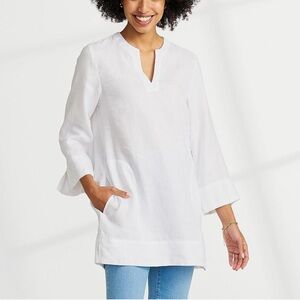 Lands' End Linen Split
Neck 3/4 Sleeve Tunic Top Womens L